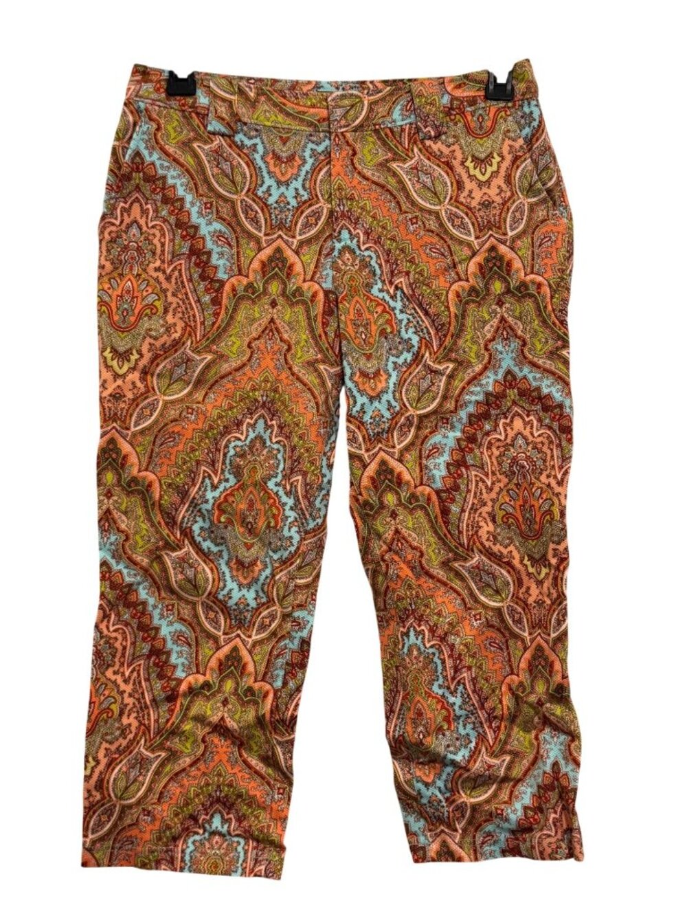 Tommy Bahama Womens Paisley Patterned Pants Size 10 Cotton Blend Multicolor